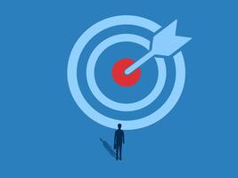 Achievement, Businessman determined with a large target. vector