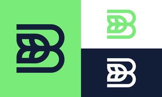Simple B logo with tulip flower. vector