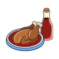 Chicken with sauce vector