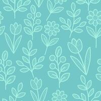 a seamless pattern with flowers and leaves vector