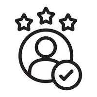 Verified Customer Review Icon with Star Ratings and Approval Check Representing Trusted Feedback Editable Illustration Isolated on a White Background Ideal for Testimonials, Reviews, vector