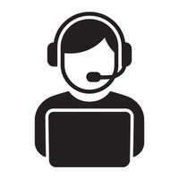 Customer Support Icon with Headset and Computer Representing Helpdesk, Assistance, and Communication Editable Illustration Isolated on a White Background Perfect for Service, Call Center, and Support vector