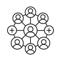Network Diagram Icon Representing Connections, Collaboration, and Social Growth Editable Illustration isolated on a white background vector
