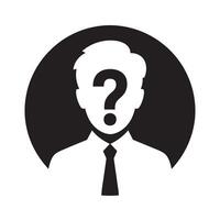 Anonymous Business Person Icon with Question Mark for Unknown Identity Representation Editable Illustration isolated on a white background vector