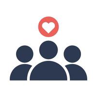 Community and Connection Icon Featuring People with a Heart Symbol Representing Support vector