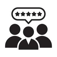 Customer Feedback Icon with Speech Bubble and Star Ratings Representing Reviews and Business Insights Editable Illustration isolated on a white background vector