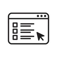 Browser window with checkboxes and a cursor pointing at the list Editable Illustration isolated on a white background vector