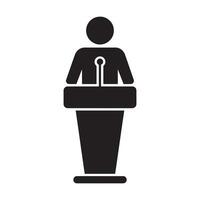 Speaker or Presenter Standing at a Podium with Microphone Editable Illustration isolated on a white background perfect vector