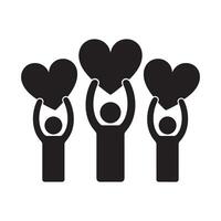 People Holding Hearts Icon Representing Love and Support Editable Illustration Isolated on a White Background for Digital Use vector