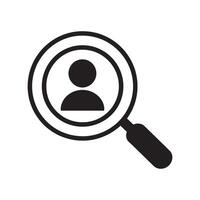 User Search Icon Featuring a Magnifying Glass and Person Silhouette Representing Identification vector
