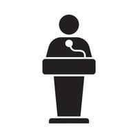 Speaker or Presenter Standing at a Podium with Microphone Editable Illustration isolated on a white background perfect for conference vector