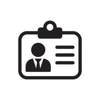 Professional ID Badge Icon with Person Silhouette and Text Lines Editable Illustration isolated on a white background vector