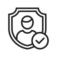 Shield with Person Icon and Check Mark for Security and Verification Purposes Editable Illustration Isolated on a White Background vector