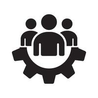 Teamwork Icon with Gear Representing Collaboration, Process, and Workforce Integration Editable Illustration isolated on a white background vector