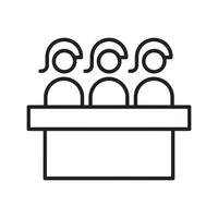 Three people sitting behind a desk representing a group discussion Editable Illustration isolated on a white background vector