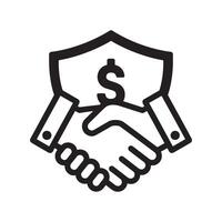 Handshake with Shield and Dollar Sign Icon Representing Financial Protection and Partnership Editable Illustration Isolated on a White Background for Digital Use vector