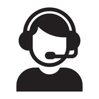 Customer Support Icon with Headset Representing Assistance and Helpdesk Services Editable Illustration Isolated on a White Background Ideal for Call Center, Communication, and Support Graphics vector