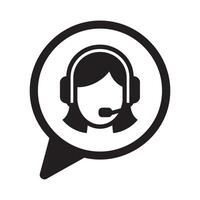 Customer Service Icon with Headset and Microphone Editable Illustration isolated on a white background vector