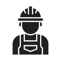 Construction Worker Icon Representing Labor, Safety, and Hard Hat Design Editable Illustration Isolated on a White Background Perfect for Occupational Graphics, Building Projects, vector