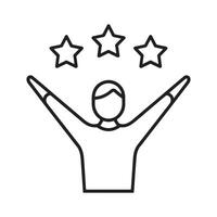 Victory and Achievement Icon Featuring a Person with Raised Arms and Stars Representing Success and Recognition Editable Illustration isolated on a white background vector