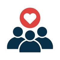 Community and Connection Icon Featuring People with a Heart Symbol Representing Support and Teamwork vector