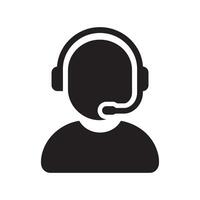 Customer Support Icon with Headset Representing Helpdesk, Assistance, and Communication Editable Illustration Isolated on a White Background Ideal for Service, Call Center, and Support Graphics vector