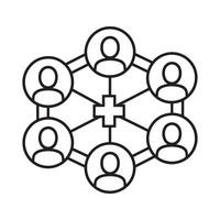 Network Diagram Icon with Human Figures Representing Connection, Collaboration, and Centralized Communication Editable Illustration isolated on a white background vector
