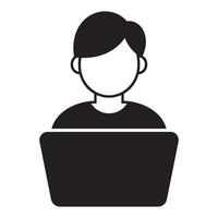 Person Using Laptop Icon for Online Work, Remote Communication, and Digital Productivity Editable Illustration isolated on a white background vector