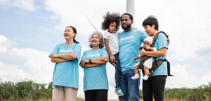 group of people wearing blue shirts with the word donate on them photo