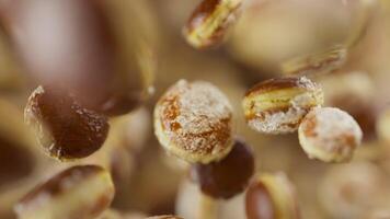 Animation of a group of donuts. Defocus. Close-up. video