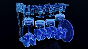 Animation car engine from the inside. X-Ray style. Alpha channel. video