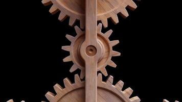 Looping animation of a group of wooden gears. Alpha Channel. video