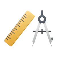 Precision Measurement Tools Ruler and Compass for Geometric Design png