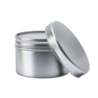 Aluminum container open lid product packaging presentation isolated on transparent background png