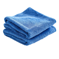Stack of blue microfiber cleaning cloths product display isolated on transparent background png