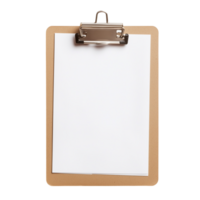 Clipboard with blank paper for notes mockup advertisement isolated on transparent background png