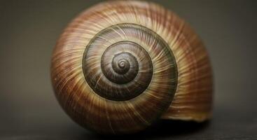 Snail Shell Close-up Showing Spiral Pattern in Natural Light photo