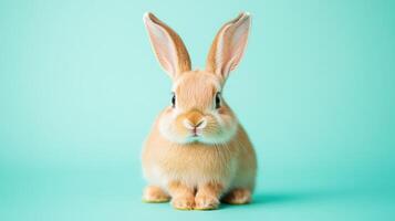 Adorable Bunny on a Pastel Green Background Perfect for Spring Decor or Cute Invitations photo