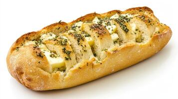 Freshly baked bread with herbs and butter ready to serve at a cozy kitchen setting photo