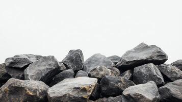 Pile of rough stones at a construction site under overcast sky during daytime in an urban area photo