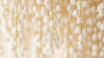 White lily of the valley flowers on a wall photo