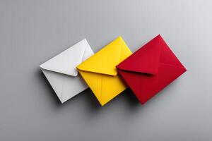 Exploring a marketing strategy with bold arrows and colorful envelopes for effective outreach photo