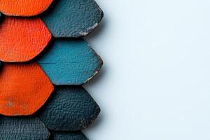 Colorful hexagonal tiles arranged in a mosaic pattern against a light background photo