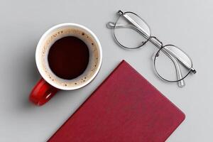 Coffee and journalism ethics booklet create a focused study environment photo