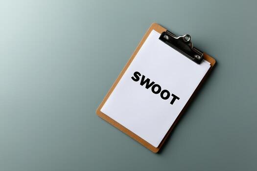 SWOT analysis presented on a clipboard in a neutral flat environment for strategic planning photo