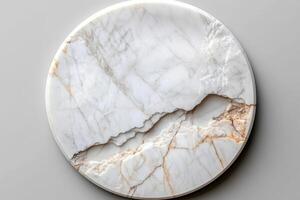 Elegant round marble surface with distinctive veining pattern and smooth finish for decor photo