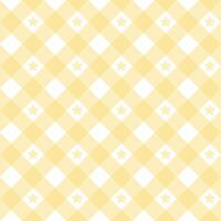 Gingham star diagonal seamless pattern in pastel yellow color. Vichy plaid design for Easter holiday textile decorative. checkered pattern for fabric picnic blanket, tablecloth, dress, napkin. vector