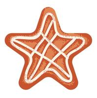 Christmas gingerbread cookie in shape of star with trendy noise texture vector