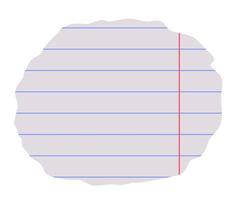 Torn paper from notebook with lines in shape of circle. Memo sticker vector
