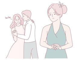 Explore the depths of unrequited love and the accompanying heartbreak experienced at a social event vector